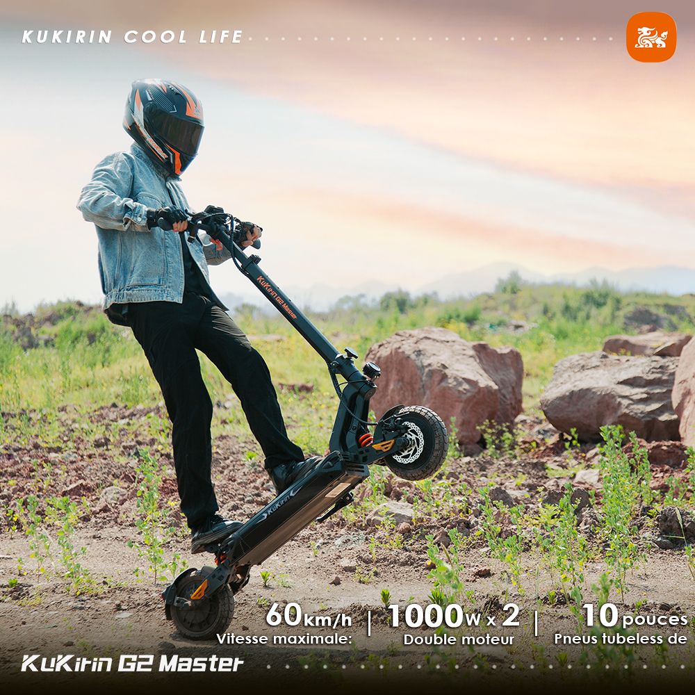 KuKirin G2 Ultra Trottinette électrique Pliable - Double Moteur 1600W - Batterie 48V 18Ah - Autonomie 55 Km - Pneus 10 Pouces